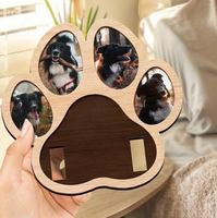 Cadre photo en bois avec empreinte de patte pour animaux de compagnie – Souvenir commémoratif pour la perte d'un chien ou d'un chat – Cadeau de présentation sur table ou bureau – Porte-photo souvenir pour animaux