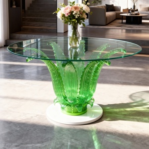Support à fleurs pour hall d'hôtel, décoration de table d'entrée, support à fleurs en verre transparent, style luxe léger - Product Image 2
