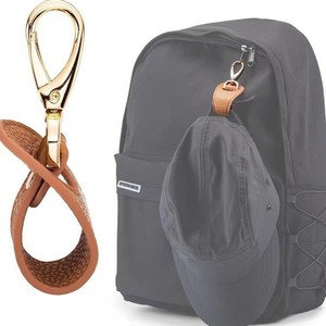 Clip de cuero para sombrero, gancho para gorra de béisbol, almacenamiento en mochila, accesorio de viaje, negro, marrón, café, blanco, gris claro - Product Image 3
