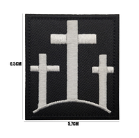 Patchs brodés en PVC avec motif Poisson de Jésus et Croix, à coudre, avec fermeture auto-agrippante pour chapeaux (OEM)