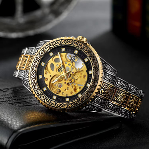 Reloj Mecánico Automático de Diseño para Hombre, Más Vendido, Vintage, Grabado, Esqueletizado, con Fondo Transparente y Correa de Acero - Product Image 5