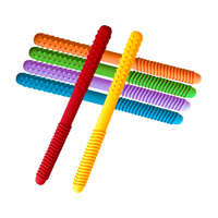 Tube à mâcher en silicone sans BPA pour enfants, pour la thérapie orthophonique, masseur dentaire, paille creuse pour molaires, anneau de dentition pour bébé avec poignée, entraînement des muscles buccaux