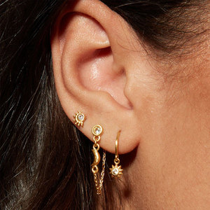 Pendientes Hipoalergénicos de Acero Inoxidable 316L con Baño de Oro de 14k/18k, Diseño Único de Sol y Luna para Mujer - Product Image 2