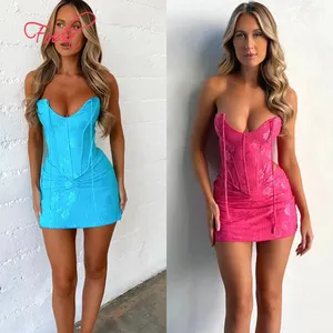 FUDA C245 2023 Spring And Summer New Women's Solid ColorHigh Fanny Hip-Wrapped Sexy Chest-Wrapped Vest Skirt Suit dress