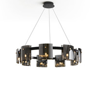 Lampe suspendue en verre noir givré de style nordique moderne, décoration de salon, design rond en forme d'anneau, abat-jour LED, luminaire suspendu au plafond