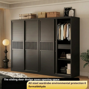 Armoire de chambre à coucher en métal de luxe à 3 portes, <span class=keywords><strong>placard</strong></span> à portes coulissantes tout en acier, armoire en métal robuste et écologique pour meubles de maison - Product Image 1