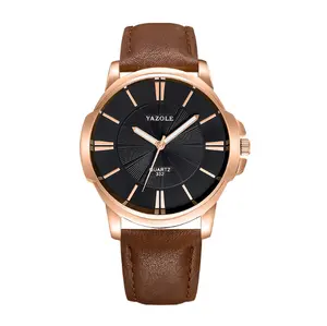 YAZOLE 332 Resistente À Água Atacado Quartz Business Leather Watch Custom Logo Relógio De Pulso homens original cadeia relógio