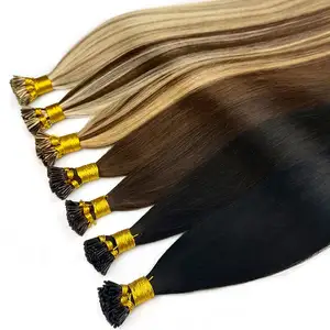 Blonde remy Italian keratin flat tip hair extension human