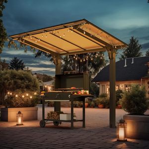 Gazebo para Exteriores de 8' x 5' con Techo Rígido, Pérgola Independiente para Patio, Gazebo Pequeño de Pared con Toldos Resistentes - Product Image 6