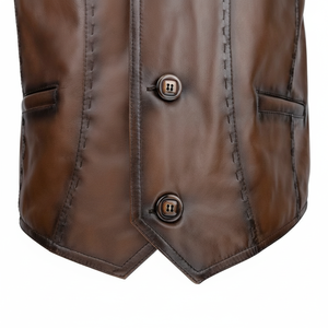 Gilet en cuir de vachette décontracté pour hommes, belle et jolie veste en peau de vache avec logo avant pour le printemps - Product Image 1