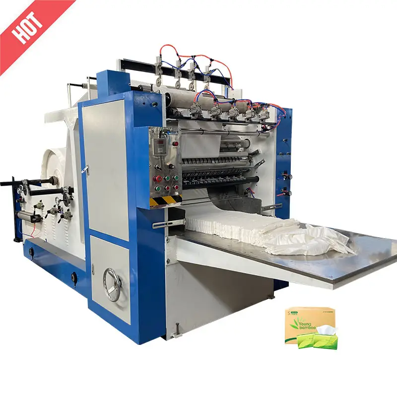 Linea di produzione di tessuto viso morbido automatico carta velina goffratura piegatura macchine per la produzione