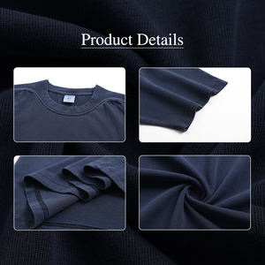 Camiseta de algodón de alto gramaje para hombre con cuello acanalado de una pieza y costura en hombro y cuello, lavado Asut y efecto desgastado - Product Image 5