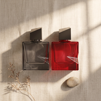 Flacon de parfum carré de luxe vide personnalisé en verre 30 ml avec pompe pulvérisatrice et options de bouchons multiples, fond épais, vente en gros