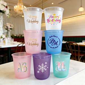 Gobelets en plastique jetables écologiques de 12 oz avec logo personnalisé, couvercle en forme de U transparent, gobelet en PP givré à paroi simple pour café, lait, thé - Product Image 1