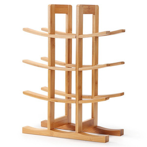 Bán Buôn Miễn Phí-Đứng Tự Nhiên Màu Nâu Thiết Kế Ban Đầu 12 Tiêu Chuẩn Chai Rượu Vang Hiển Thị Giá Rượu Tre Giá - Product Image 6