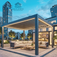 Pergola en aluminium 3x3m à toit à lames motorisées, ouverture électrique, imperméable, pour terrasse de villa moderne, prix abordable, directement de l'usine