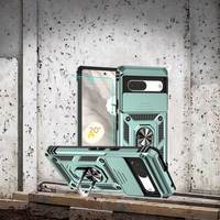 Coque antichoc en plastique Google Pixel 7 Armor Design avec support magnétique, testée pour les chutes de 20 pieds (vert foncé)