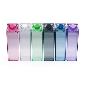 2026 New Trending Cute Sports Square <b>Kids</b> 500Ml Plastic Portable Drinking Clear Milk Carton Shaped Water Bottle - Product Image 5