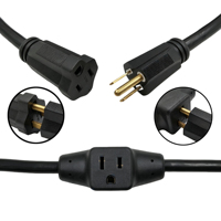 Rallonge multiprise NEMA 5-15P vers 5-15R, SJTW 3C 14AWG, 6 prises, 32 pieds, 15A 125V, cordon de distribution d'alimentation US