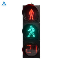 Lampu Sinyal Lalu Lintas 1300mm yang Dapat Disesuaikan, Lampu Pejalan Kaki Statis 3-Bagian Merah/Hijau, Timer Hitung Mundur 2-Digit Dua Warna, IP53 PC
