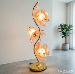 Lampe de table moderne Lotus, lampe sur pied en verre réglable, lampe décorative pour chambre à coucher, éclairage de chevet - Product Image 4