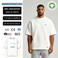 Sweat-shirt à col montant oversize pour homme, manches courtes, avec logo brodé, support d'échantillons, vente en gros, coton épais