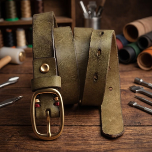 Hebilla Cuadrada de Acero de Longitud Personalizada, 100% Cuero Vacuno, Estilo Vintage, Ecológica, Resistente al Agua, de Alta Resistencia, 3.8 CM de Ancho B.S. - Product Image 1