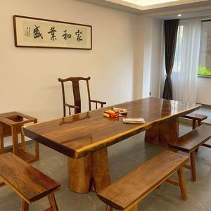 Mesa de Té de Madera Maciza de Palisandro Okan, Mesa de Conferencias, Escritorio de Oficina, Muebles para Sala de Estar, Hotel y Restaurante - Product Image 1