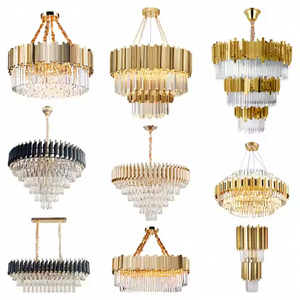 Lampadario Moderno Nordico Personalizzato in Metallo Dorato, Grande Lampadario per Hotel, <span class=keywords><strong>Camera</strong></span> <span class=keywords><strong>da</strong></span> <span class=keywords><strong>Letto</strong></span>, Soggiorno, Lampada <span class=keywords><strong>a</strong></span> <span class=keywords><strong>Sospensione</strong></span> LED con Cristalli K9 di Lusso - Product Image 1