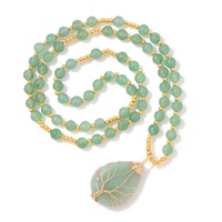 Pendentif Arbre de Vie en Améthyste Naturelle, Style Bohème Écologique, Perles de Pierre Naturelle, Long Collier de Noël