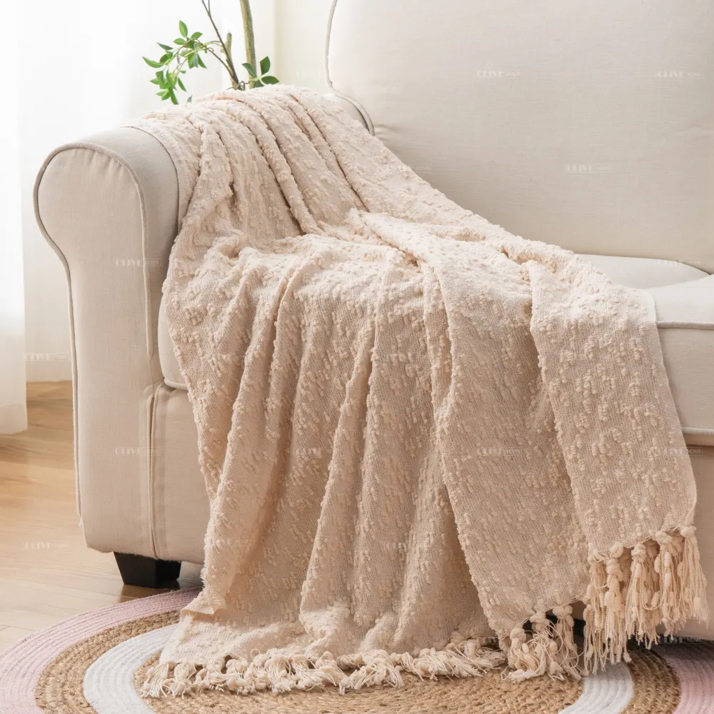 Yaz için 100% pamuk battaniye kraliçe yatak dokuma battaniye için bahar için hafif ve nefes yumuşak dokuma battaniye