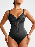 Body gainant antibactérien en nylon avec dos en dentelle, effet ventre plat et remonte-fesses, prêt à être expédié
