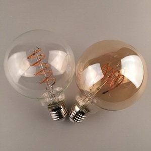 Lámpara LED de Filamento Espiral 220V <span class=keywords><strong>E27</strong></span> <span class=keywords><strong>4W</strong></span> Redonda Transparente Regulable G95 Bombilla LED de Filamento Flexible/Suave Estilo Edison Vintage - Product Image 2