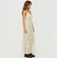   Robe longue en dentelle à fines bretelles, élégante pour l'été, la plage ou les invitées de mariage, vêtements de mode pour femmes