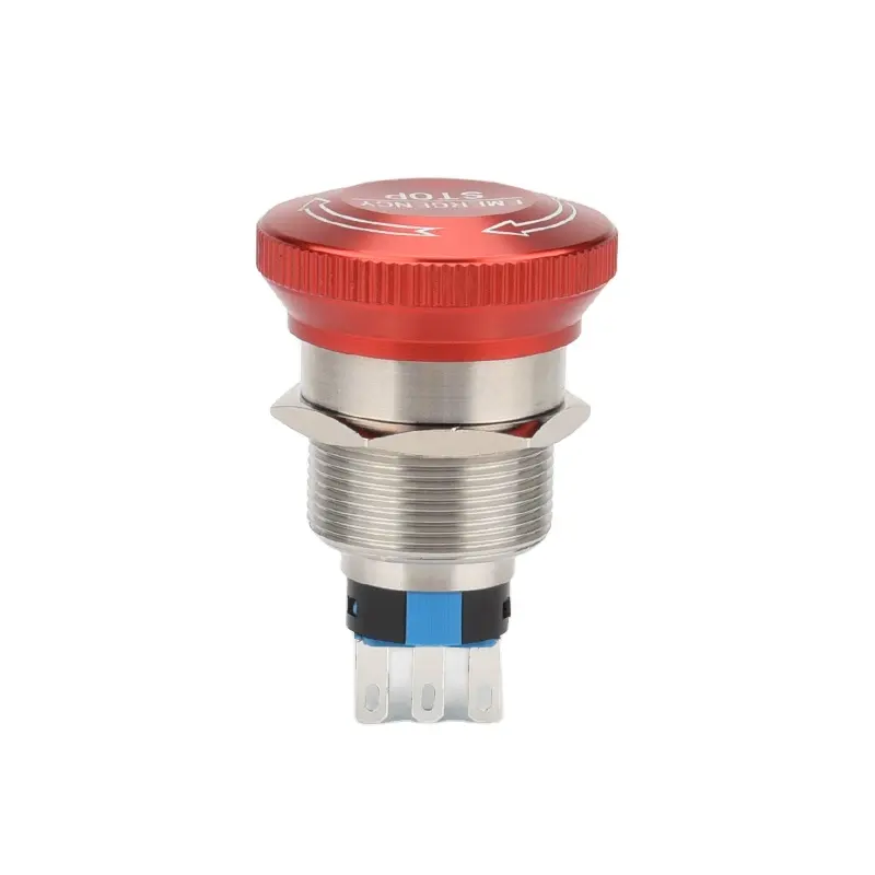 Self Lock 1NO 1NC 2NO 2NC 16/19/22MM SPDT Metal Emergency Stop Mushroom Latching Push Button Switch with Stop Sign and Socket
