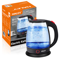 HALEY, Fabricante Líder, Hervidor Eléctrico de Vidrio Personalizado de 2.0L, Iluminación LED Azul, Tetera de Borosilicato para Minoristas Globales