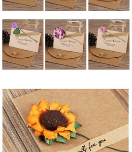 Cartes de vœux créatives avec fleurs séchées pour mariage, fête des enseignants, Saint-Valentin, remerciement, carte de bénédiction manuscrite en papier - Product Image 6