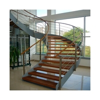 Nouvelle Escalier Hélicoïdal Intérieur Moderne Personnalisé avec Rampe en Aluminium et Escaliers Courbes à Double Poutre