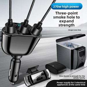 Nouveau <span class=keywords><strong>chargeur</strong></span> de téléphone multifonctionnel pour voiture avec affichage numérique, double USB, un port pour trois appareils, allume-cigare 12-24V, charge super rapide - Product Image 3