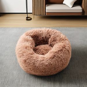 Vente directe d'usine rose clair forme ronde lavable confortable lit de tapis pour animaux de compagnie pour chiots et minou - Product Image 2