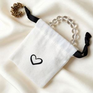 Custom Logo Printed <b>Mini</b> Cotton Twill Ring Earring Storage <b>Bag</b> Recycled Drawstring Cotton Necklace Jewelry Pouch Gift Ready - Product Image 1