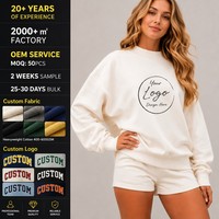 Sudadera Oversize de Algodón Grueso con Cuello Alto para Mujer, con Parche Bordado de Puntos, OEM, Marca Privada