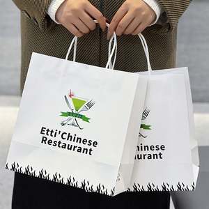 Bolsas de Papel Kraft Biodegradables Ecológicas Impresas Personalizadas con Asas para Comida para Llevar de Restaurantes - Product Image 5