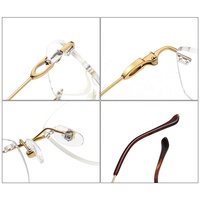 Monture de lunettes sans monture en titane de haute qualité, or pur, 3 pièces, pour femmes, style IP Diff