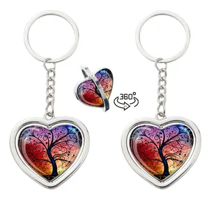 Rotating Heart Key Ring Individualized Designing Handmade High Quality Tree of Life Keychain