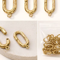 Connecteur de fermoir en métal doré pour la fabrication de colliers et pendentifs, forme ovale ondulée personnalisée