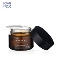 Bocaux cosmétiques à large ouverture 50ml 60ml 100ml Crème pour le visage Pot à argile Pomade Cires Contenant Bocal en verre ambré givré avec couvercles noirs mats