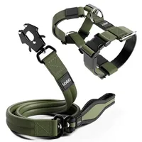 Collier et laisse tactiques pour chien en métal durable testé sous pression, doublure en néoprène mousse avec poignée antidérapante