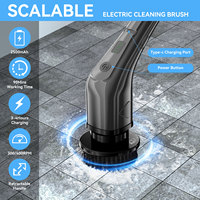 Brosse de nettoyage électrique à rotation Brosse de bain Éponges Épurateurs Machine à récurer les sols avec poignée d'extension Brosse adaptative