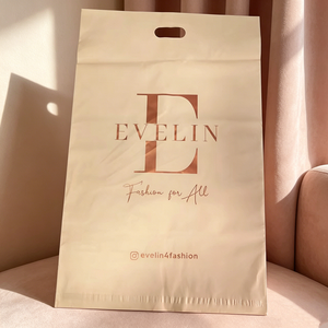 Bolsa de Polietileno Personalizada con Asa Troquelada, Bolsa de Envío de Plástico con Logotipo Impreso en Oro Rosa para Empaque de Boutique de Ropa - Product Image 1